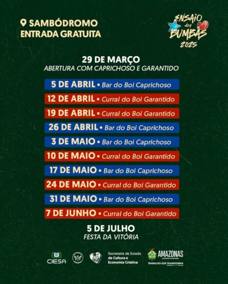 Ensaios dos Bumbás 2025 começam em abril no Sambódromo - Ensaio Bumbas D24AM 822x1024 1