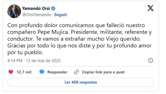 Morre Pepe Mujica, ex-presidente do Uruguai, aos 89 anos - WhatsApp Image 2025 05 13 at 16.52.32