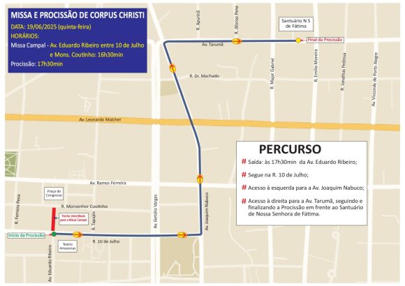 Eduardo Ribeiro será interditada para celebração de Corpus Christi - eduardo ribeiro sera interdita Divulgação/IMMU
