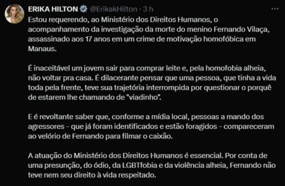 Deputada federal solicita investigação federal sobre morte de jovem vítima de homofobia em Manaus - deputada federal solicita inve 768x501 1