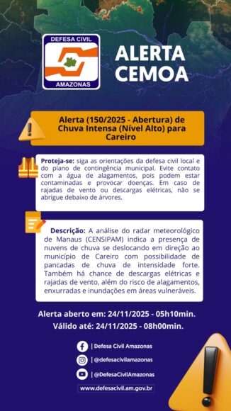 Defesa Civil divulga alerta após madrugada de chuva em Manaus e no interior - WhatsApp Image 2025 11 24 at 06.30.12
