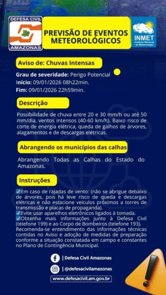 Defesa Civil emite alerta de chuvas intensas para todo o AM nesta sexta-feira (9) - WhatsApp Image 2026 01 09 at 09.39.42 576x1024 1 Defesa Civil emite alerta de chuvas intensas para todo o AM nesta sexta-feira (9) - WhatsApp Image 2026 01 09 at 09.39.42 576x1024 1