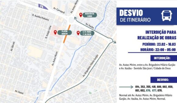 Trecho da Autaz Mirim será interditado para obras de gás nesta segunda-feira - autaz mirim d24am