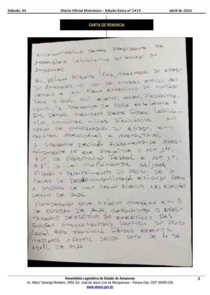 Roberto Cidade assume o Governo do Amazonas após renúncia de Wilson Lima e Tadeu de Souza - wilson e tadeu renunciam ao go 2 Roberto Cidade assume o Governo do Amazonas após renúncia de Wilson Lima e Tadeu de Souza - wilson e tadeu renunciam ao go 2