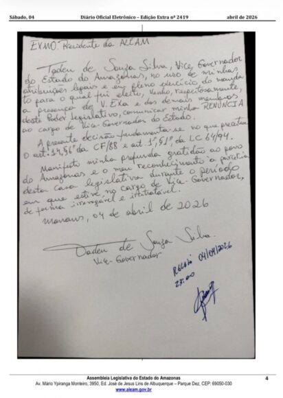 Roberto Cidade assume o Governo do Amazonas após renúncia de Wilson Lima e Tadeu de Souza - wilson e tadeu renunciam ao go 4 768x1080 1 Roberto Cidade assume o Governo do Amazonas após renúncia de Wilson Lima e Tadeu de Souza - wilson e tadeu renunciam ao go 4 768x1080 1