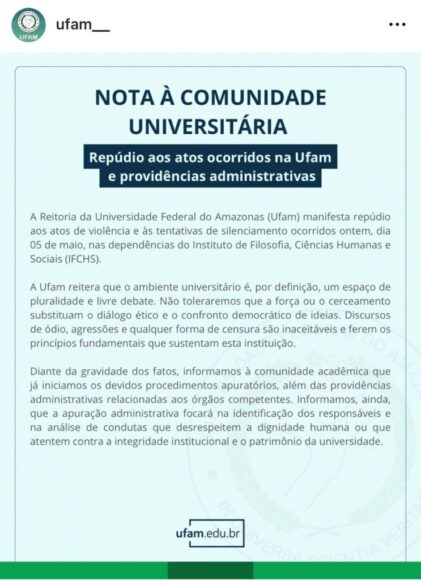Ufam repudia confusão em campus e anuncia investigação - WhatsApp Image 2026 05 06 at 13.13.06 743x1024 1
