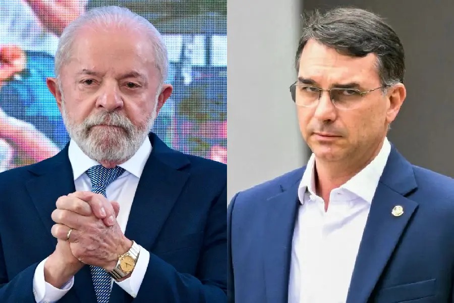 Lula e Flávio Bolsonaro devem ser principais concorrentes em 2026 | Crédito: Ricardo Stuckert/PR e Evaristo Sa/AFP