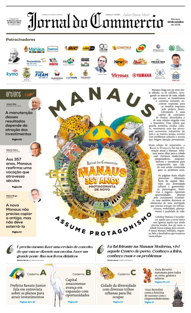 JC celebra os 357 anos de Manaus com especial que reúne histórias, personagens e futuro da cidade - capa especial JC celebra os 357 anos de Manaus com especial que reúne histórias, personagens e futuro da cidade - capa especial