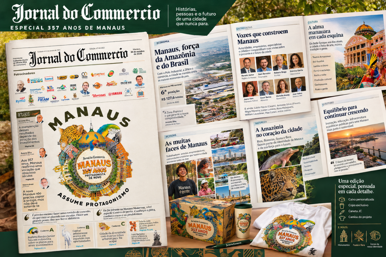 JC celebra os 357 anos de Manaus com especial que reúne histórias, personagens e futuro da cidade - edicao ilustracao JC celebra os 357 anos de Manaus com especial que reúne histórias, personagens e futuro da cidade - edicao ilustracao
