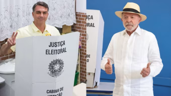 Os candidatos à Presidência da República, Flavio Bolsonaro (PL) e Luiz Inácio Lula da SIlva (PT), durante votação no primeiro turno.  Foto: Pedro Kirilos/Estadão e Werther Santana/Estadao