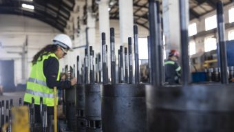 Locomotive bearings in a train repair shop